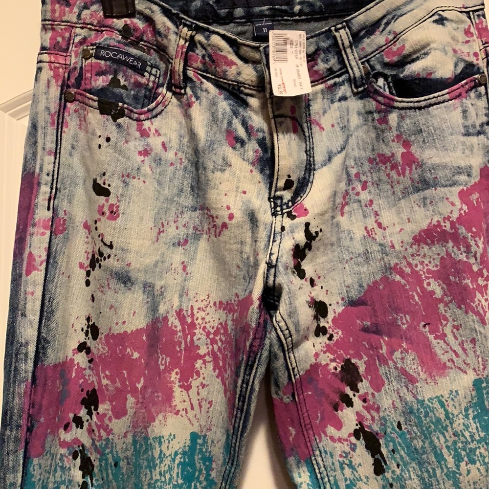 Rocawear paint splattered jeans